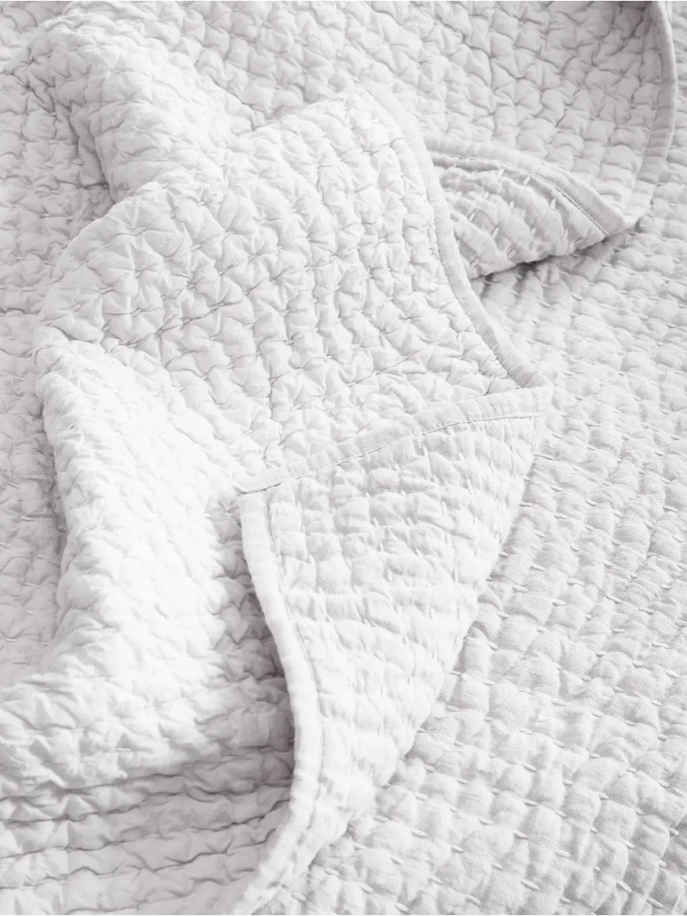Quince European Linen Cotton Stitch Quilt - Full/Queen - White